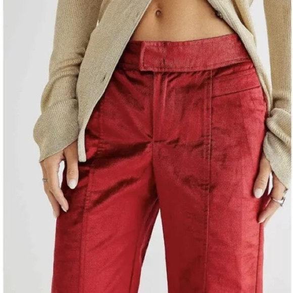NWT Free People Walk With You Velvet Wide Leg Flare Trousers Sz 4 - Picture 2 of 11